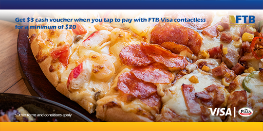 Get $3 cash voucher when you tap to pay with Visa contactless for a minimum of $20