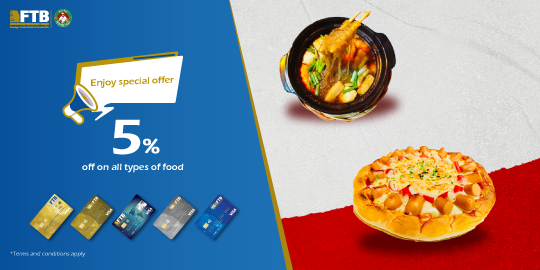 Enjoy special offer 	5% off on all types of food